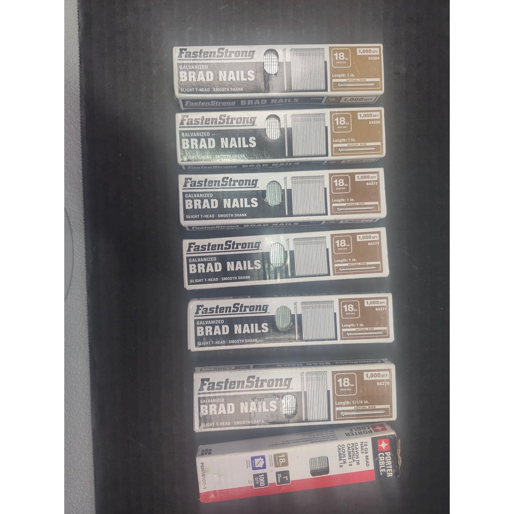 7000ct 18 Gauge Brad Nails Lot FastenStrong Porter-Cable 1in 1-1/4in Galvanized